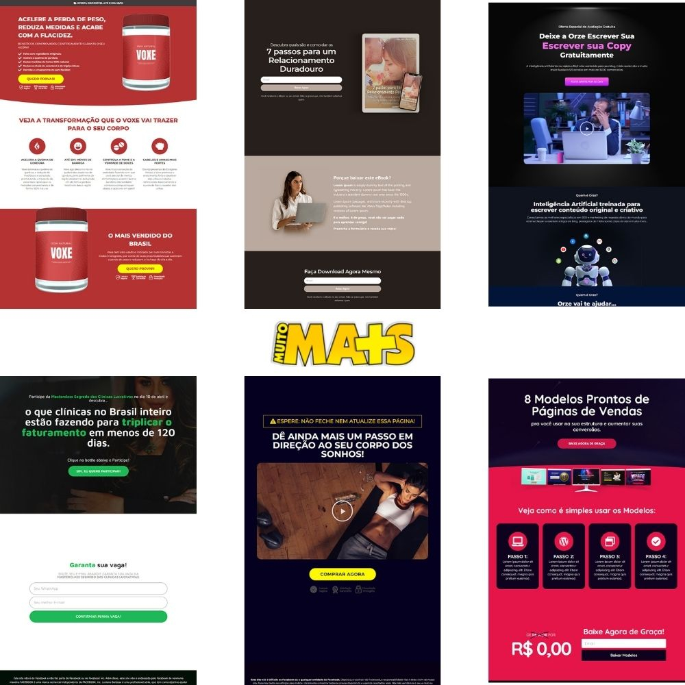Pack Landing Pages Templates Elementor WordPress + 2 Bônus