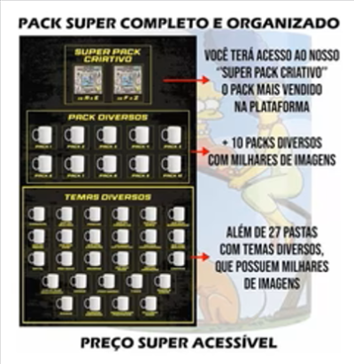 Super Pack Arte Canecas Estampas Sublimação + De 25000 Artes