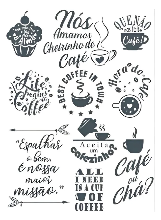 Pacote Vetores Frases Cozinha Cafe Adesivos Laser Router Cnc