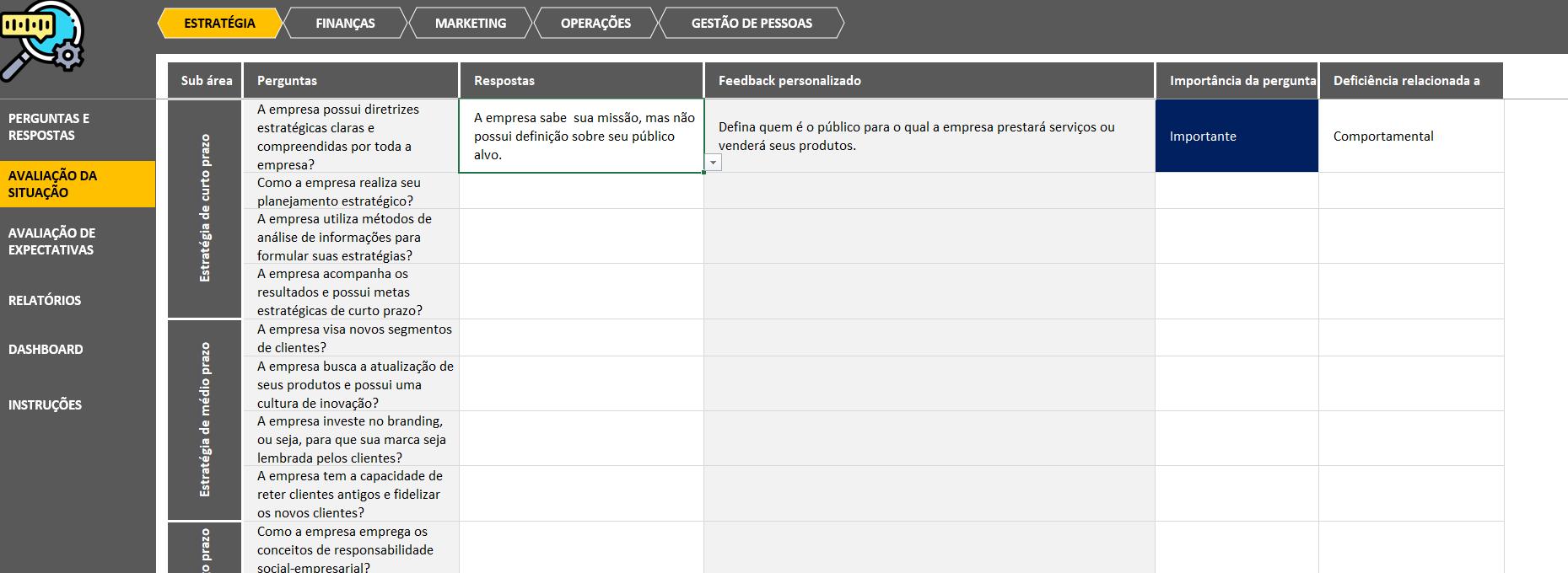 Planilha De Planejamento Estratégico Em Excel