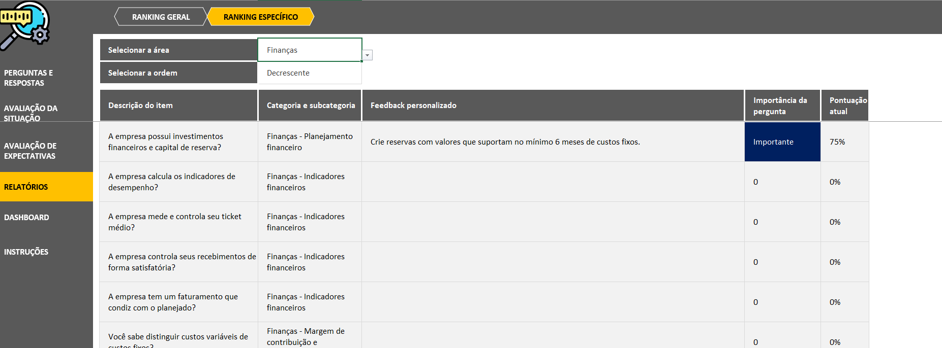 Planilha De Planejamento Estratégico Em Excel
