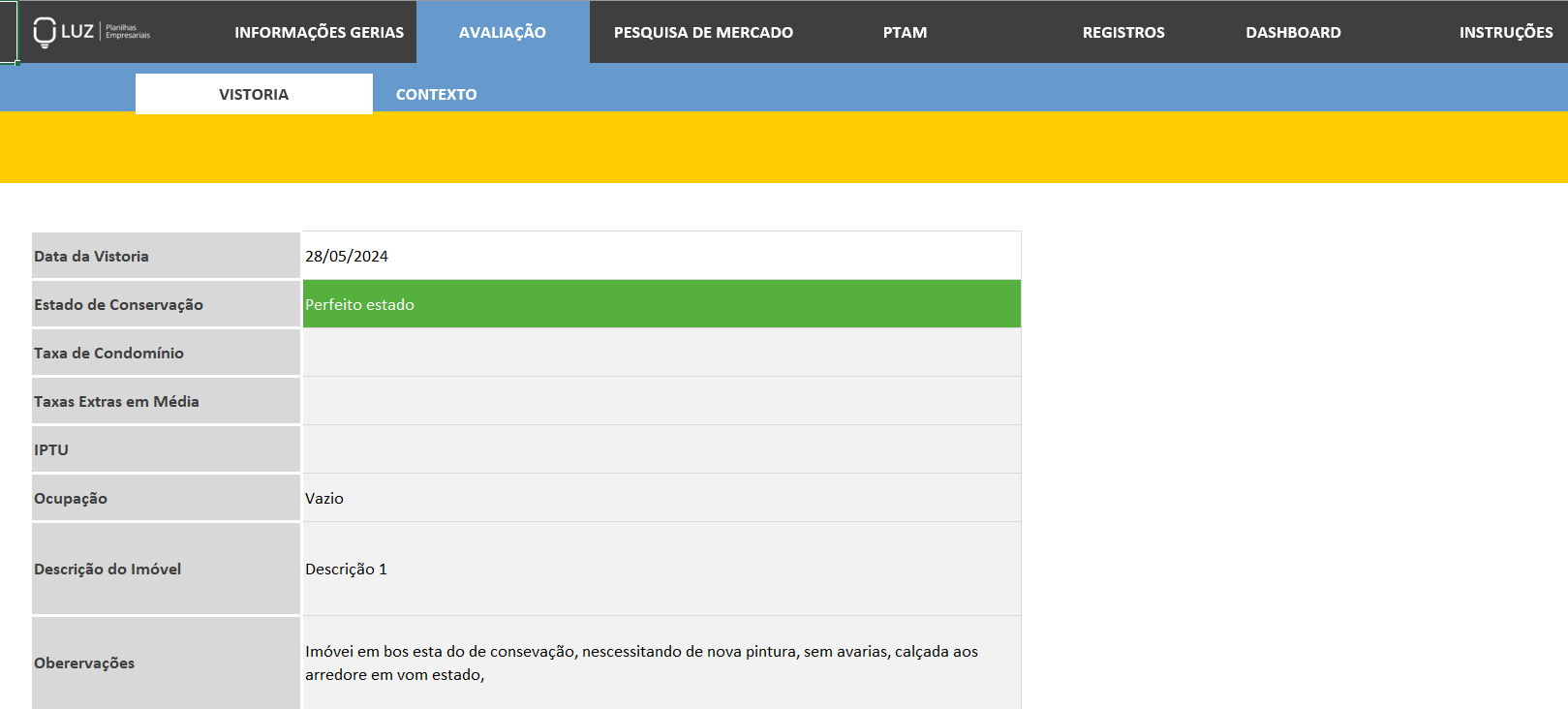 Planilha de Avaliação De Imóveis Em Excel