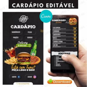 Cardápio Digital Lanchonete/ Pizzaria ( Editável No Celular)