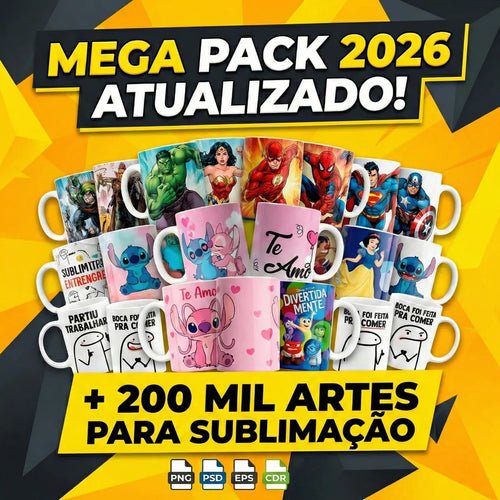 Pack 200 Mil Artes Para Sublimação Canecas 2026 Atualizado
