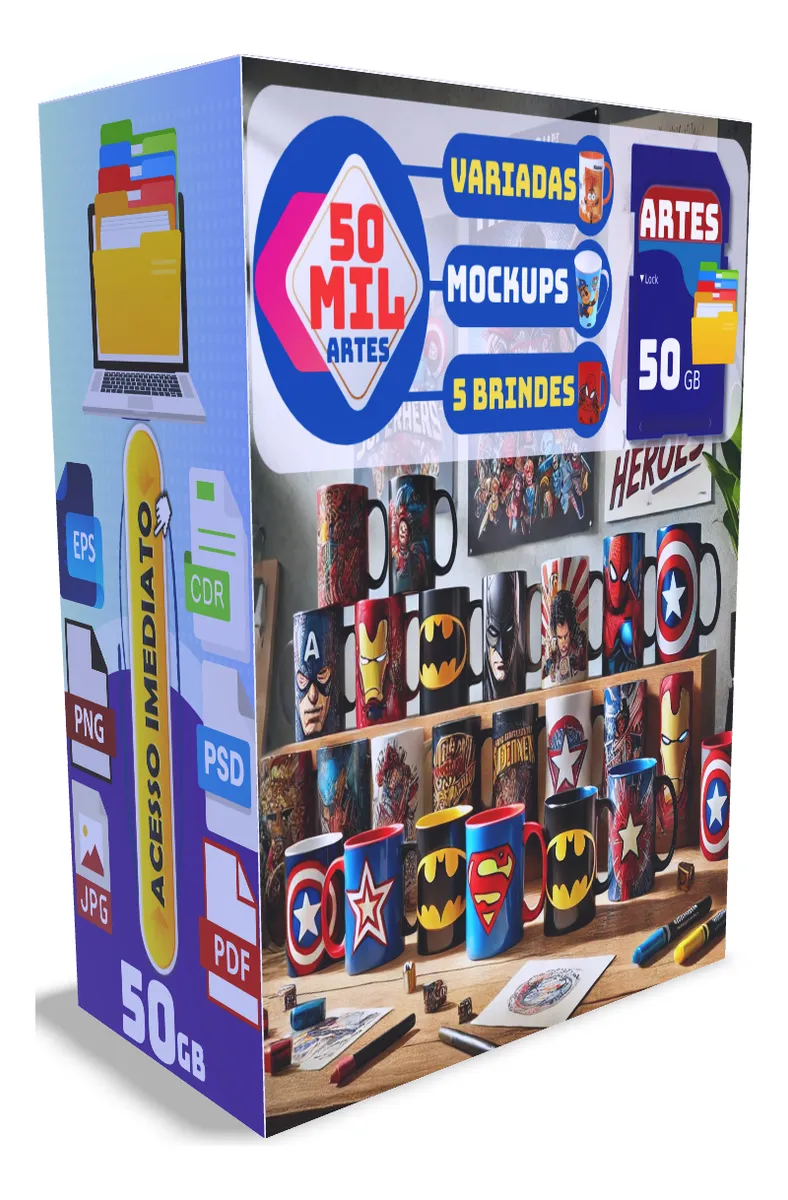 100 Gb Artes Prontas Pack Canecas, Camisas, Chinelos + Bonus