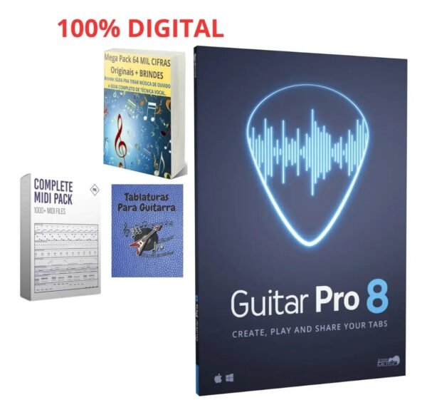 Cifras Guitar Pro 8 + Brindes + Mega Pack 64 Mil Cifras