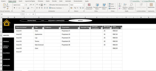 Planilha de Controle Aluguel Imóveis Ou Imobiliária Completo