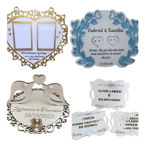 Vetor Placa Decorativa Para Casamento – Cnc – Laser / Router