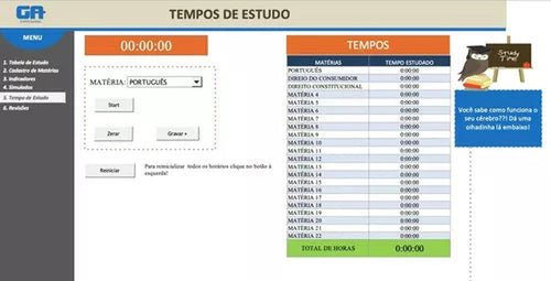Planilha De Estudos Para Concurso com Controle De Revisão