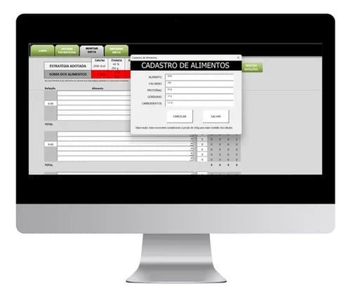 Planilha Controle Plano Dieta Montagem Alimentar Pratica