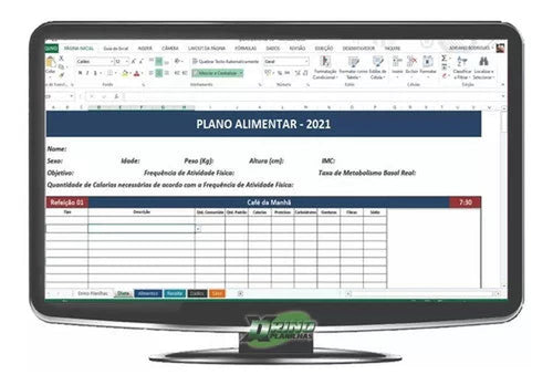 Planilha Plano Alimentar  Dieta e Regime