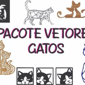 Pacote Vetores Quadros Gatos Pet Corte Cnc Laser Router