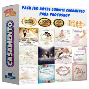 Pack 150 Artes Para Convites Casamentos Editáveis Psd e Png