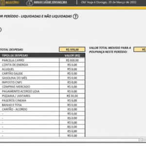 Planilha Finanças Pessoais e Gráficos