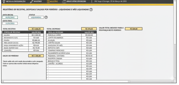 Planilha Finanças Pessoais e Gráficos